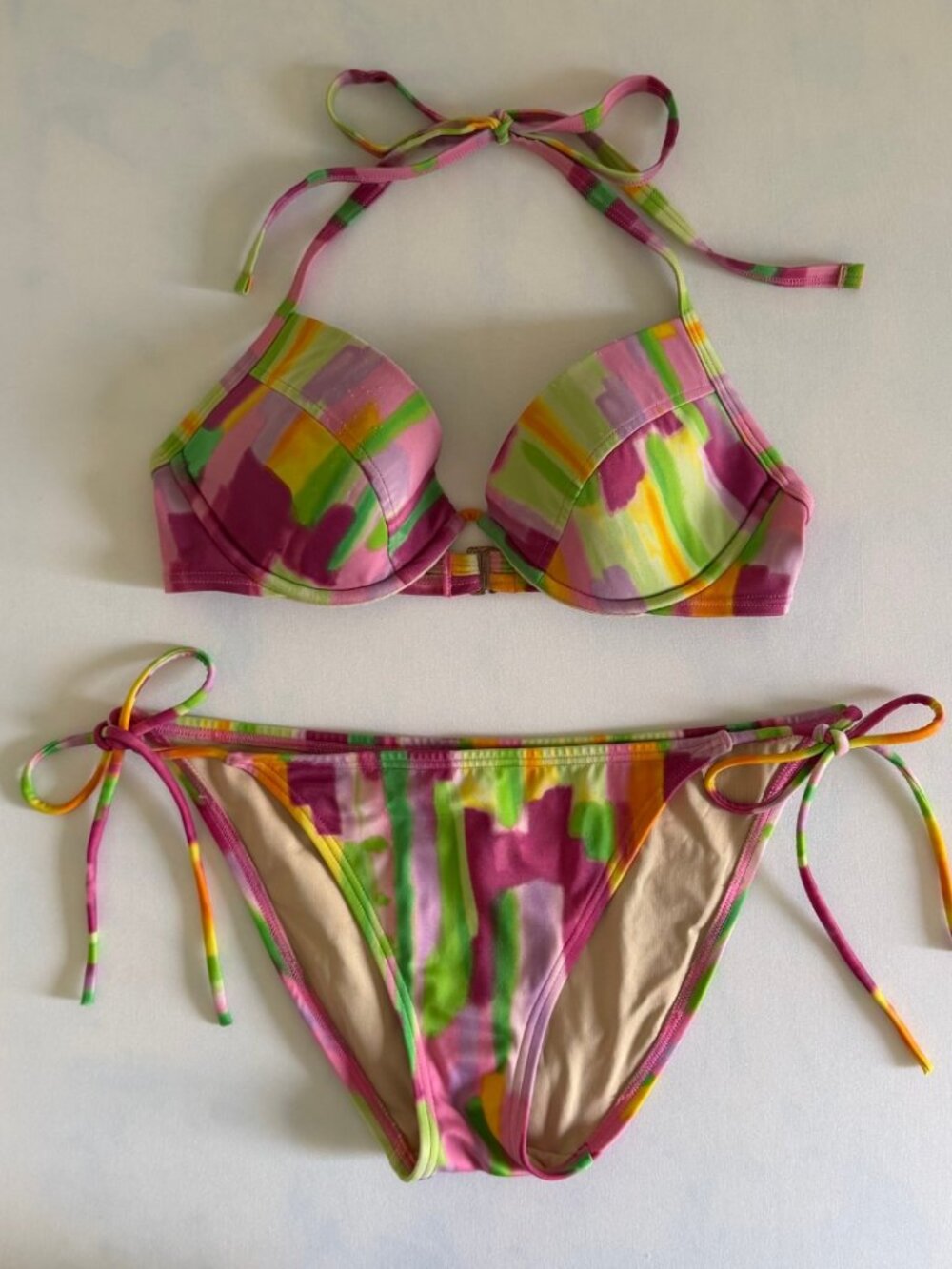 Victoria's Secret Vintage Y2K Padded Halter Tie Bikini Set